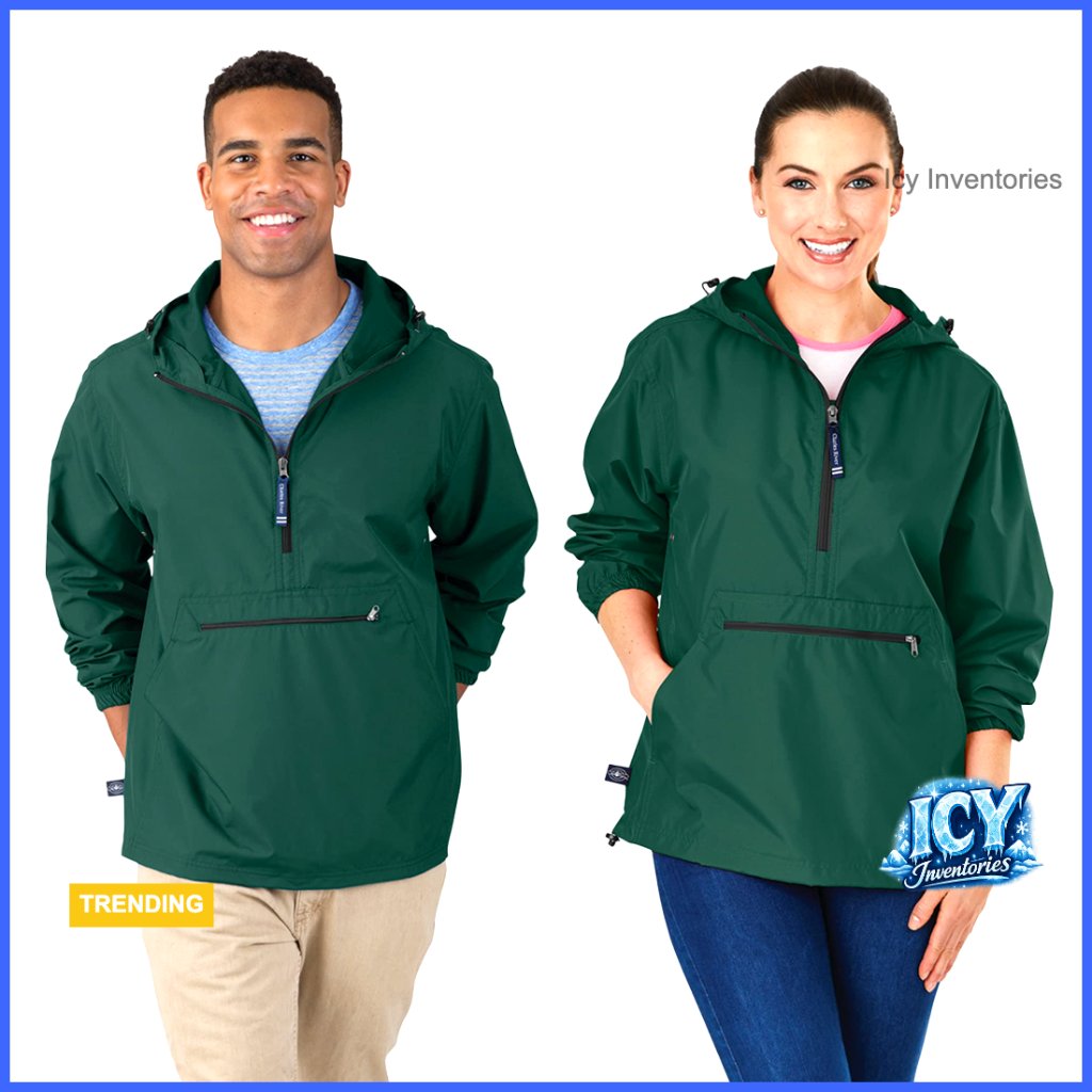 Water-Resistant Windbreaker Pullover Anorak With Packable Pouch
